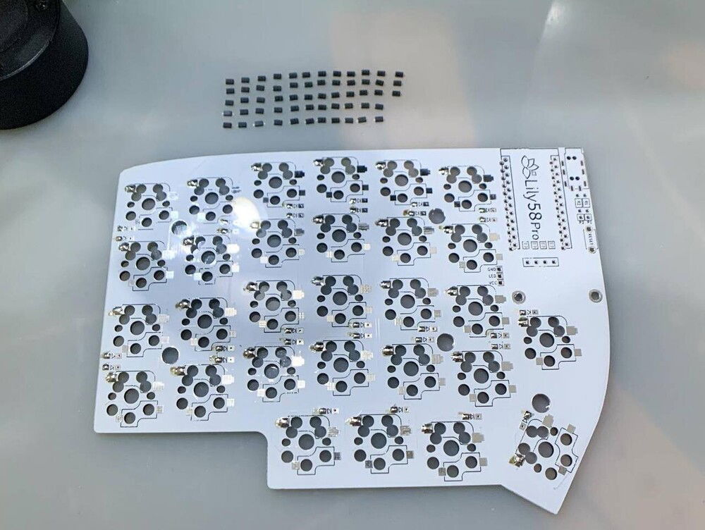 Lining up diodes so that it's easier for me to pick and solder without squinting to check polarity :p