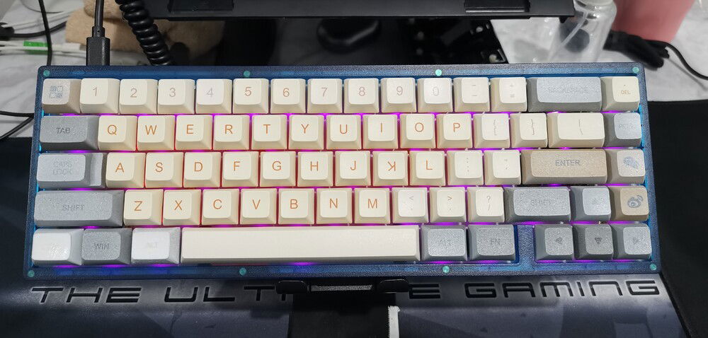 Don't Judge HAHA!

Will be upgrading keycaps and cord soon