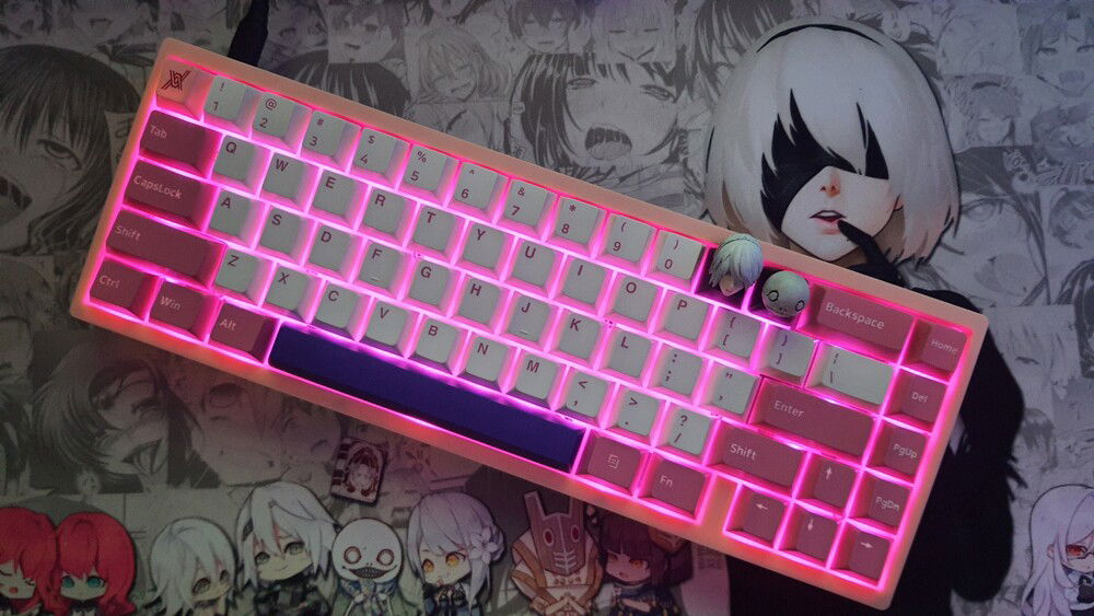 with akko neon spacebar and nier artisan/deskmat